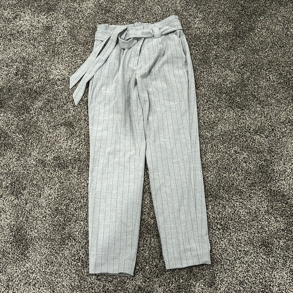 Express grey paper bag dress pants